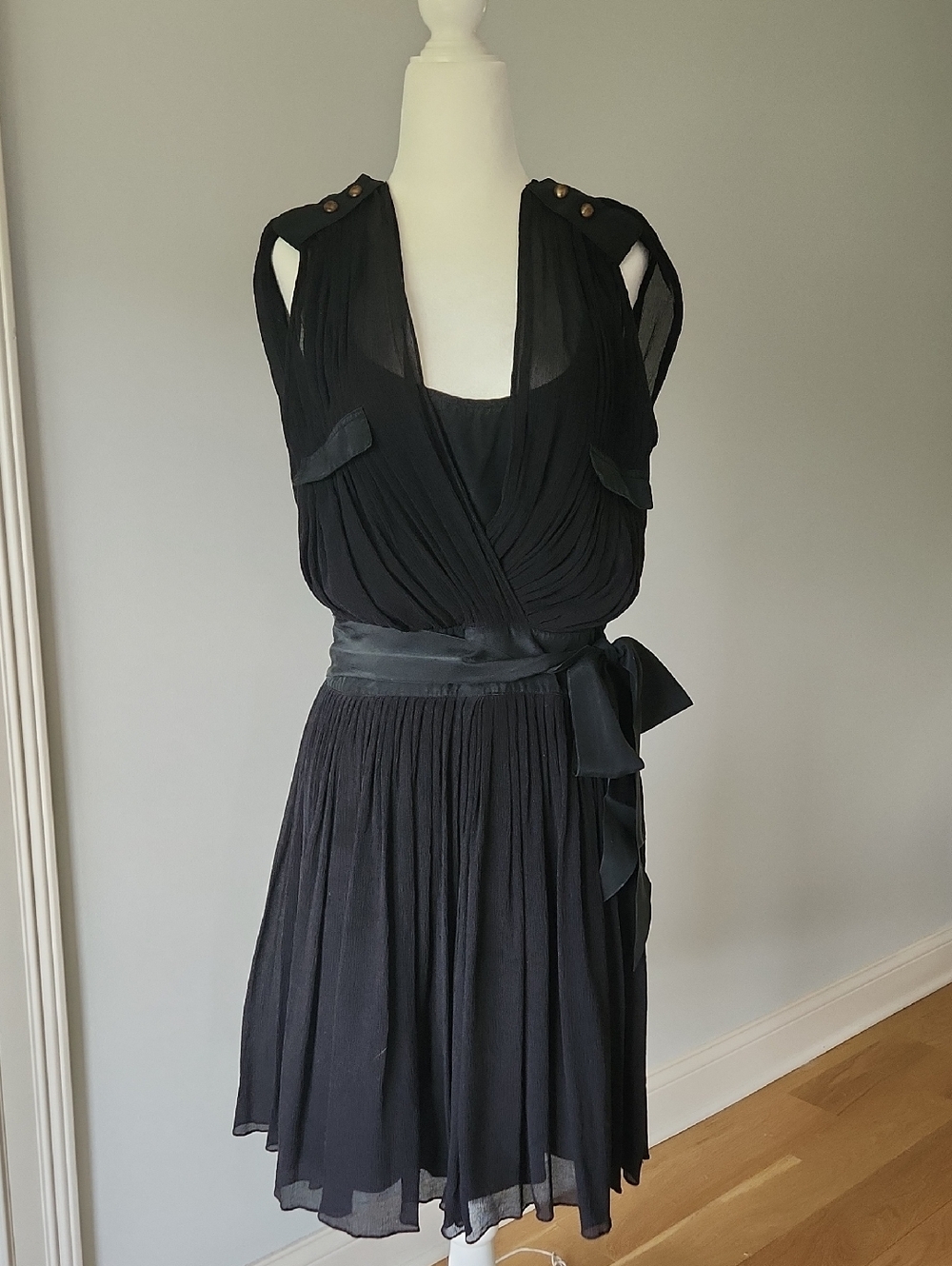 Club Monaco Silk And Chiffon Sleeveless Dress
